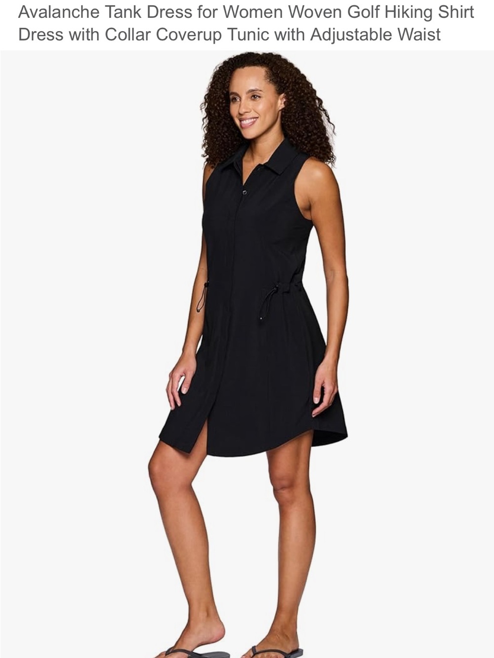 Avalanche Sleeveless Black Shirt Dress with adjustable waist - Picture 6 of 7